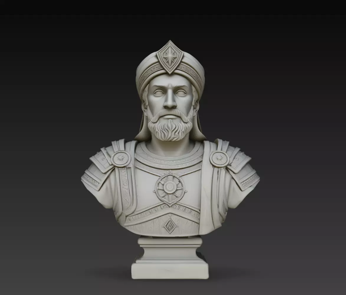Ottoman Sultan Warrior Turban Bust Statue STL Model 3D print model