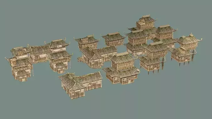 Ancient B Japanese Village  House Collection Low-poly 3D model Low-poly 3D model 2
