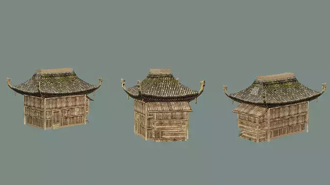 Ancient B Japanese Village  House Collection Low-poly 3D model Low-poly 3D model 7