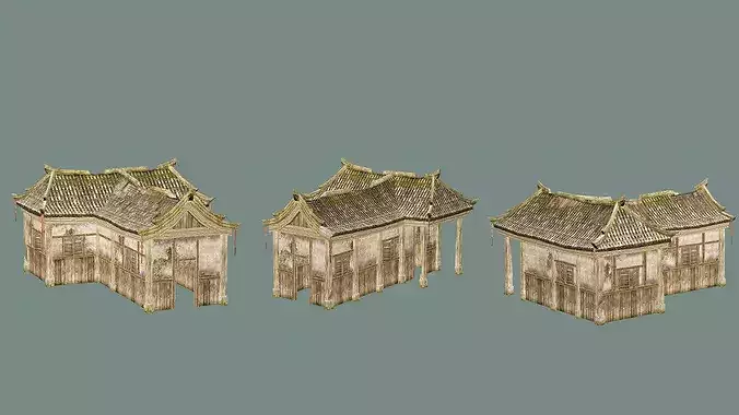 Ancient B Japanese Village  House Collection Low-poly 3D model Low-poly 3D model 5