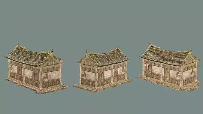 Ancient B Japanese Village  House Collection Low-poly 3D model Low-poly 3D model 4