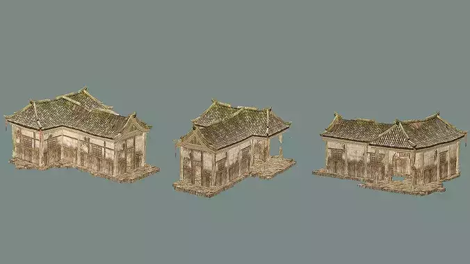 Ancient B Japanese Village  House Collection Low-poly 3D model Low-poly 3D model 3