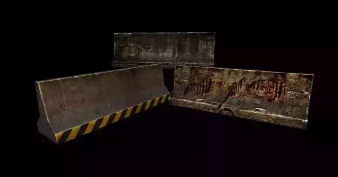 Concrete barriers Low-poly 3D model