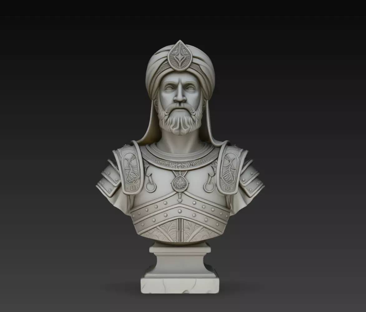 Saracen Warrior Commander Bust Statue STL Print Model 3D print model