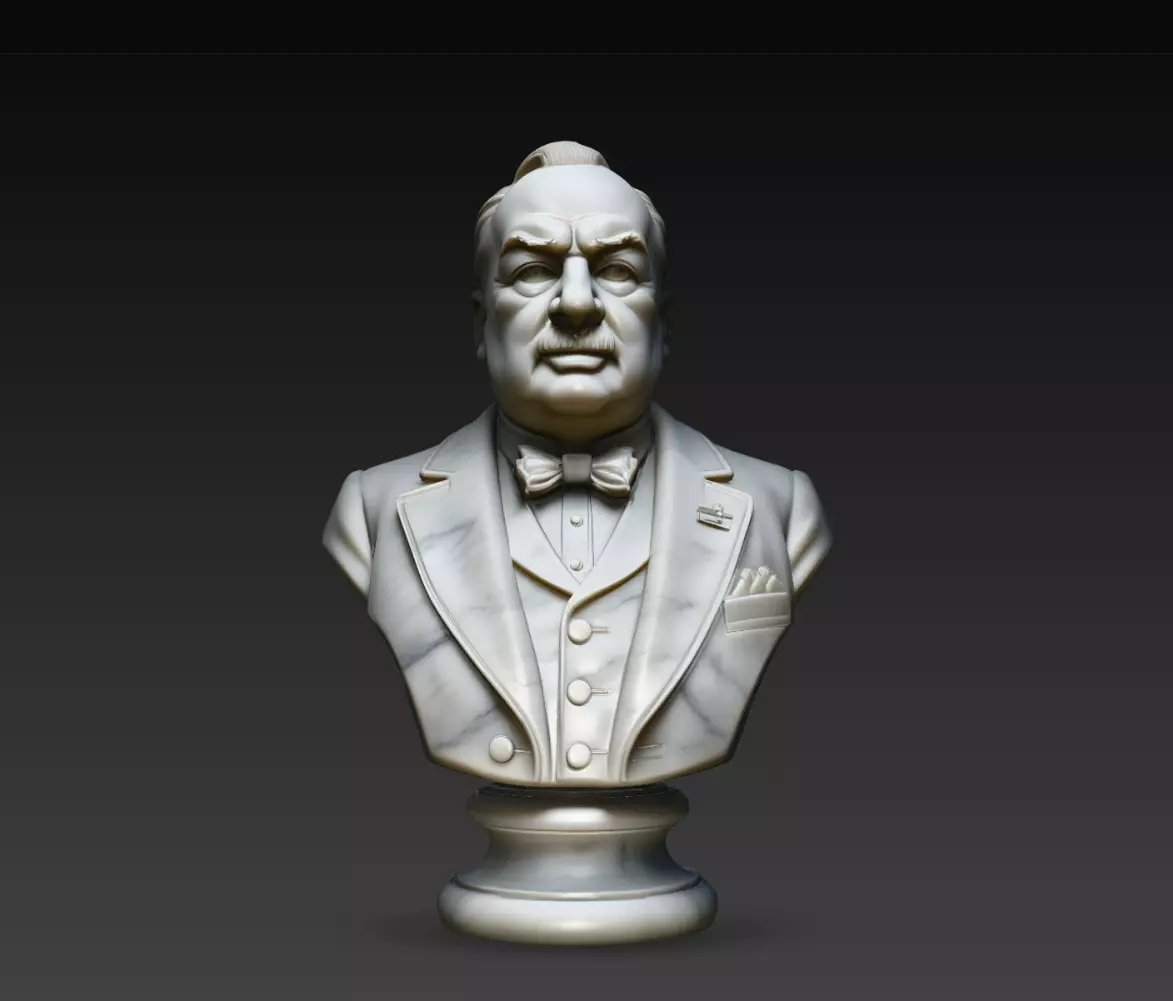 Formal Statesman Marble Suit Bust Statue STL Model 3D print model