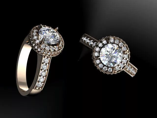 Luxury Double Halo Engagement Ring 3D print model