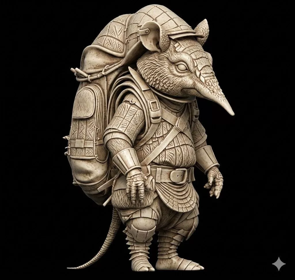 Armadillo Rat Warrior Stylized Sculpt for Games N Collectibles 3D print model