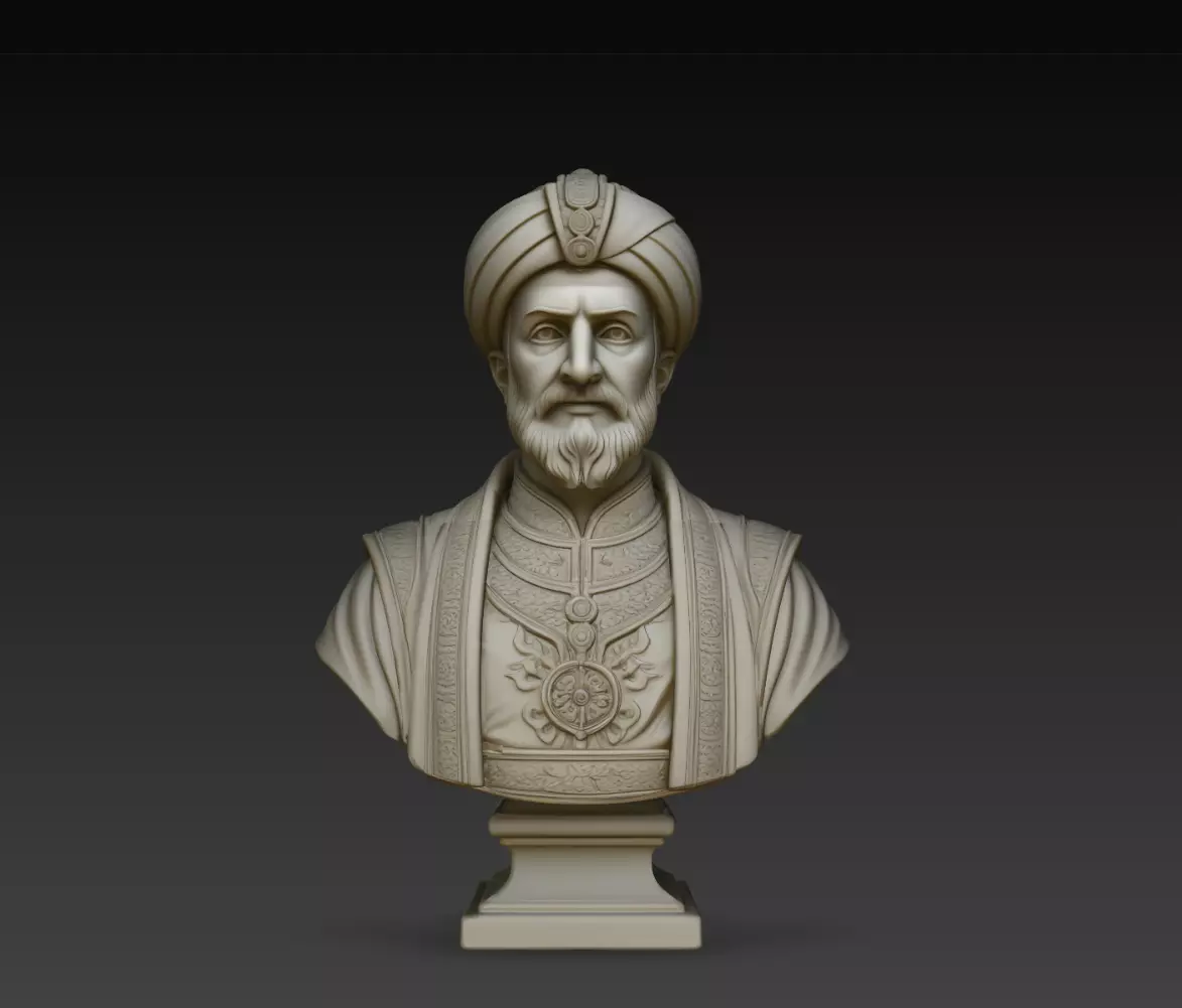 Ottoman Sultan Oriental King Bust Statue STL Print Model 3D print model