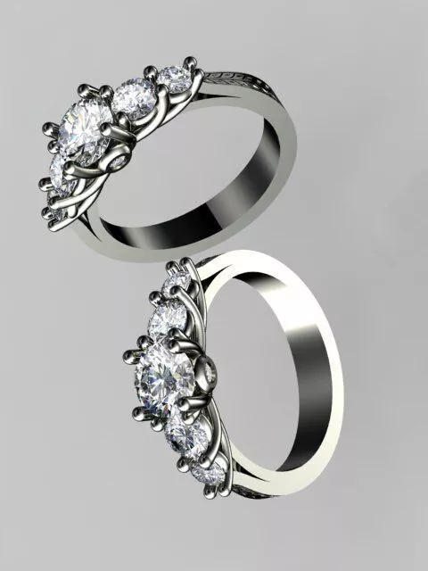 Luxury Five Stone Solitaire Engagement Ring 3D print model