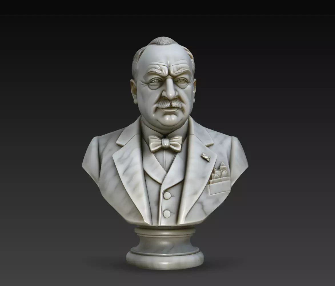 Classic Statesman Marble Suit Portrait Bust Statue STL Model 3D print model