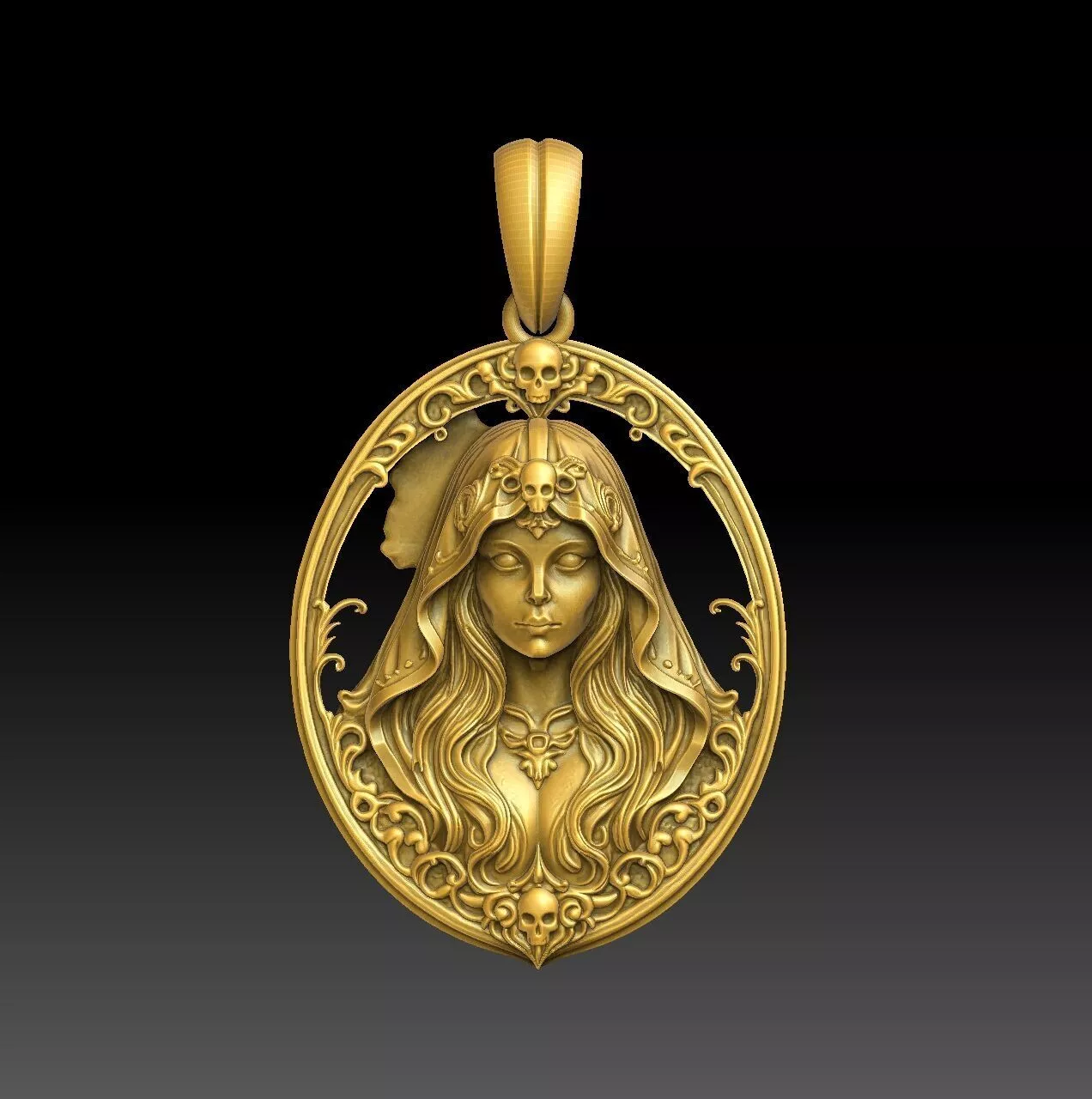 Gothic Demon Queen - one inch pendant Free 3D print model