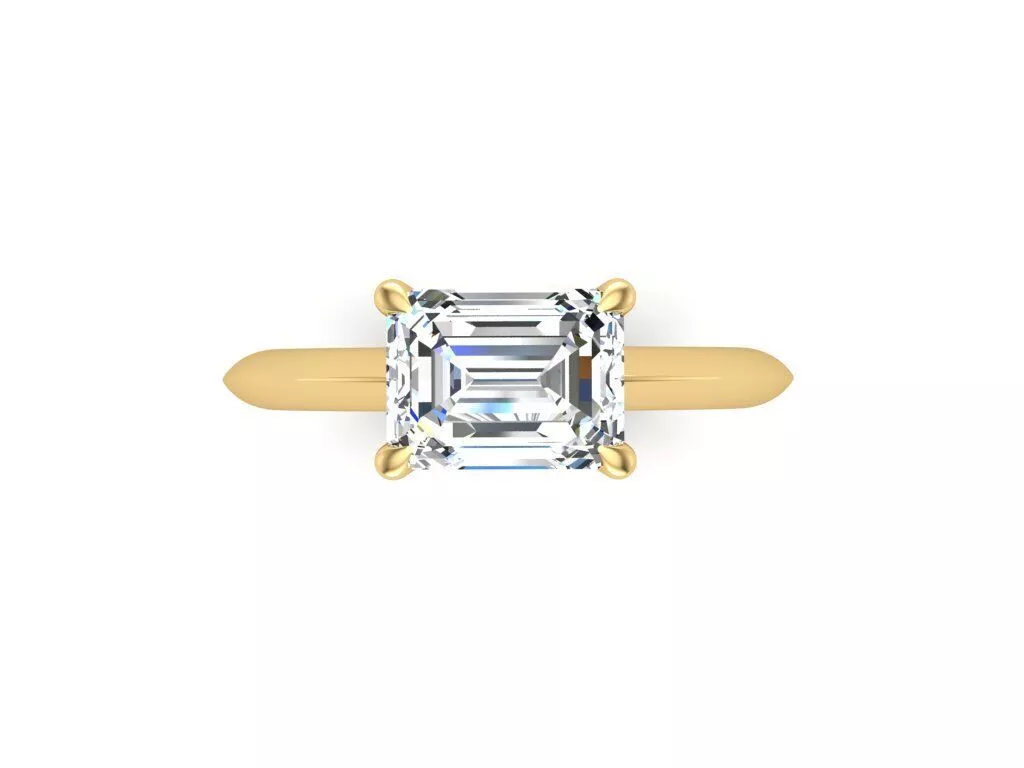 East to West Emerald Cut Engagement Ring 3D print model