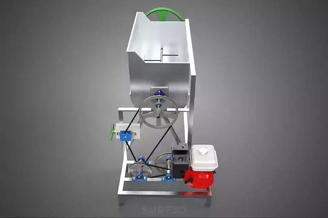RIBBON BLENDER HORIZONTAL PADDLE MIXING MIXER MACHINE GAS ENGINE 3D model 5