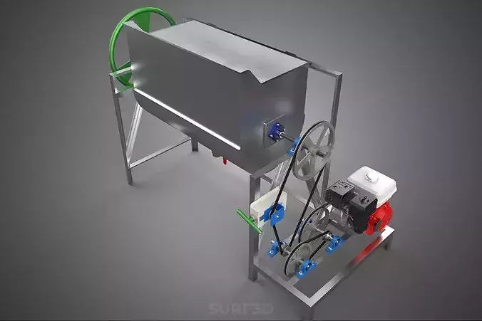 RIBBON BLENDER HORIZONTAL PADDLE MIXING MIXER MACHINE GAS ENGINE 3D model 4