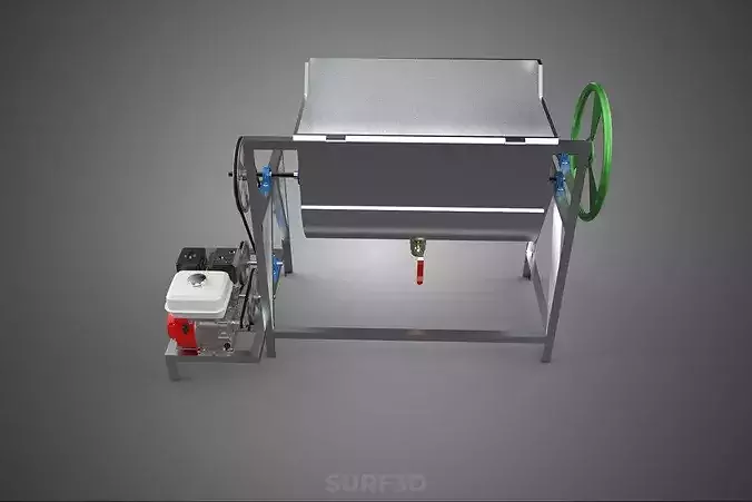 RIBBON BLENDER HORIZONTAL PADDLE MIXING MIXER MACHINE GAS ENGINE 3D model 7