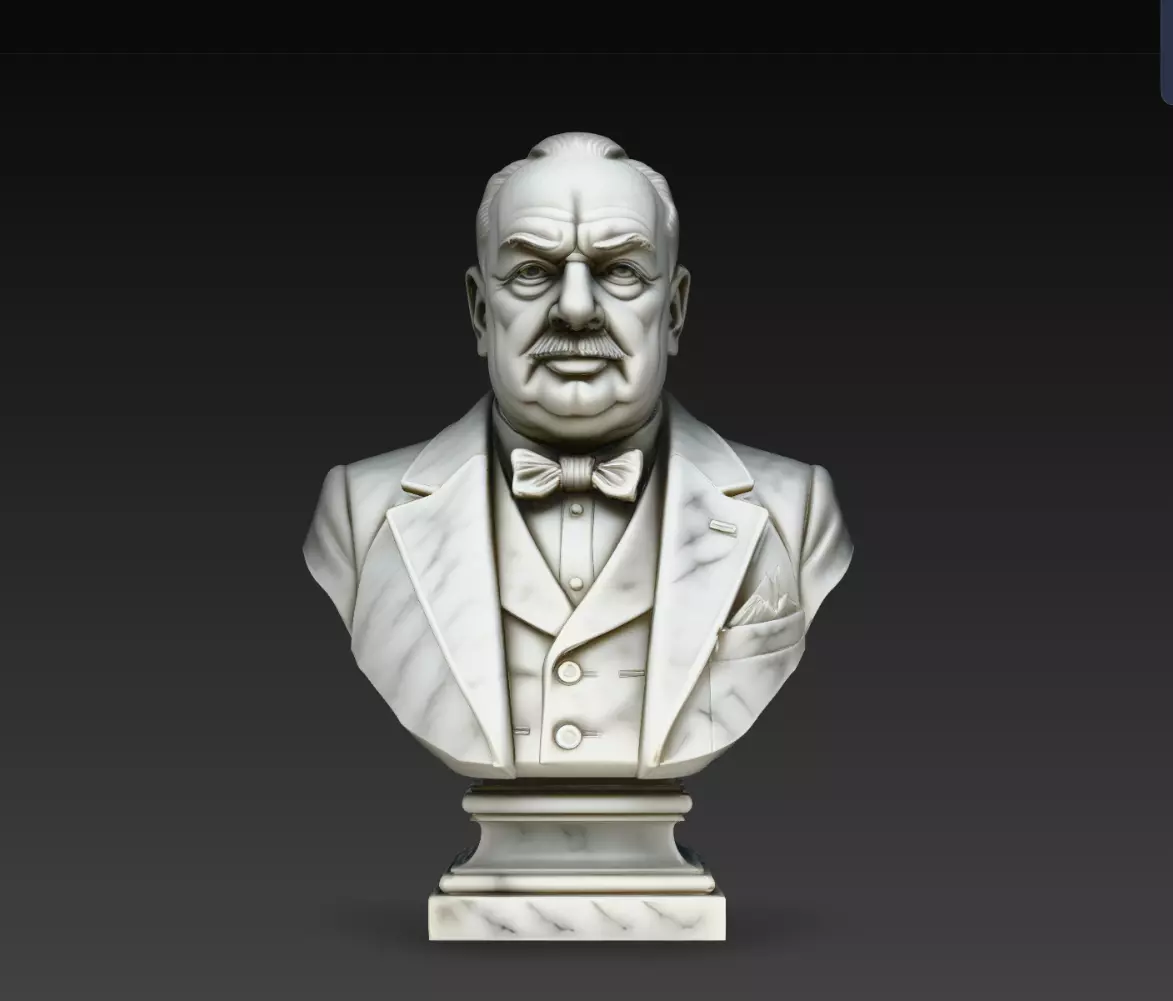 Historic Statesman Marble Suit Bust Statue STL Model 3D print model