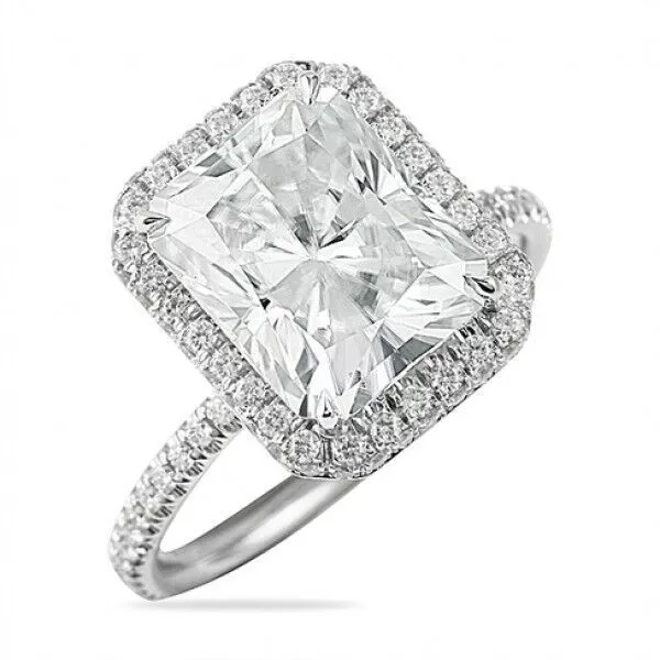 Radiant Cut Halo Pave Engagement Ring 3D print model