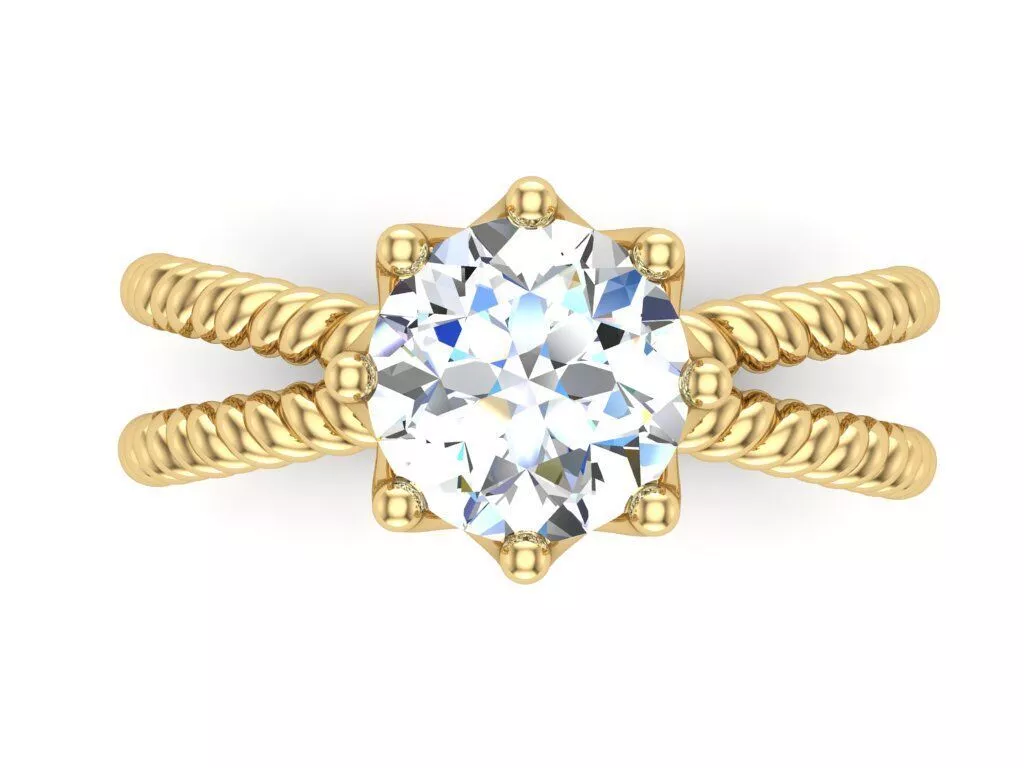 2 in 1 Single and Double Twist Band Solitaire 3D print model