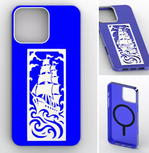 Royal Blue Nautical Galleon MagSafe Case iPhone 16 Pro Max 3D print model