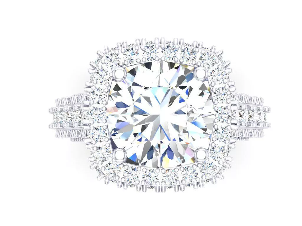 Round Engagement Ring With Large Halo 3D print model
