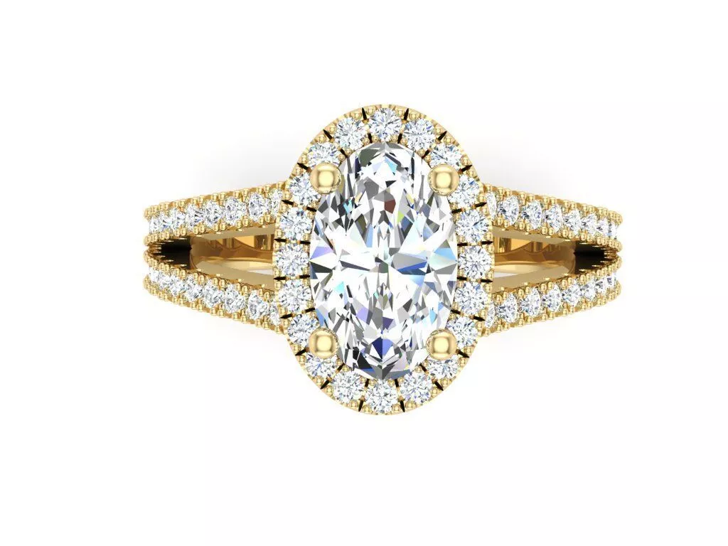Oval Engagement Diamond Split Shank 3DM 3D print model