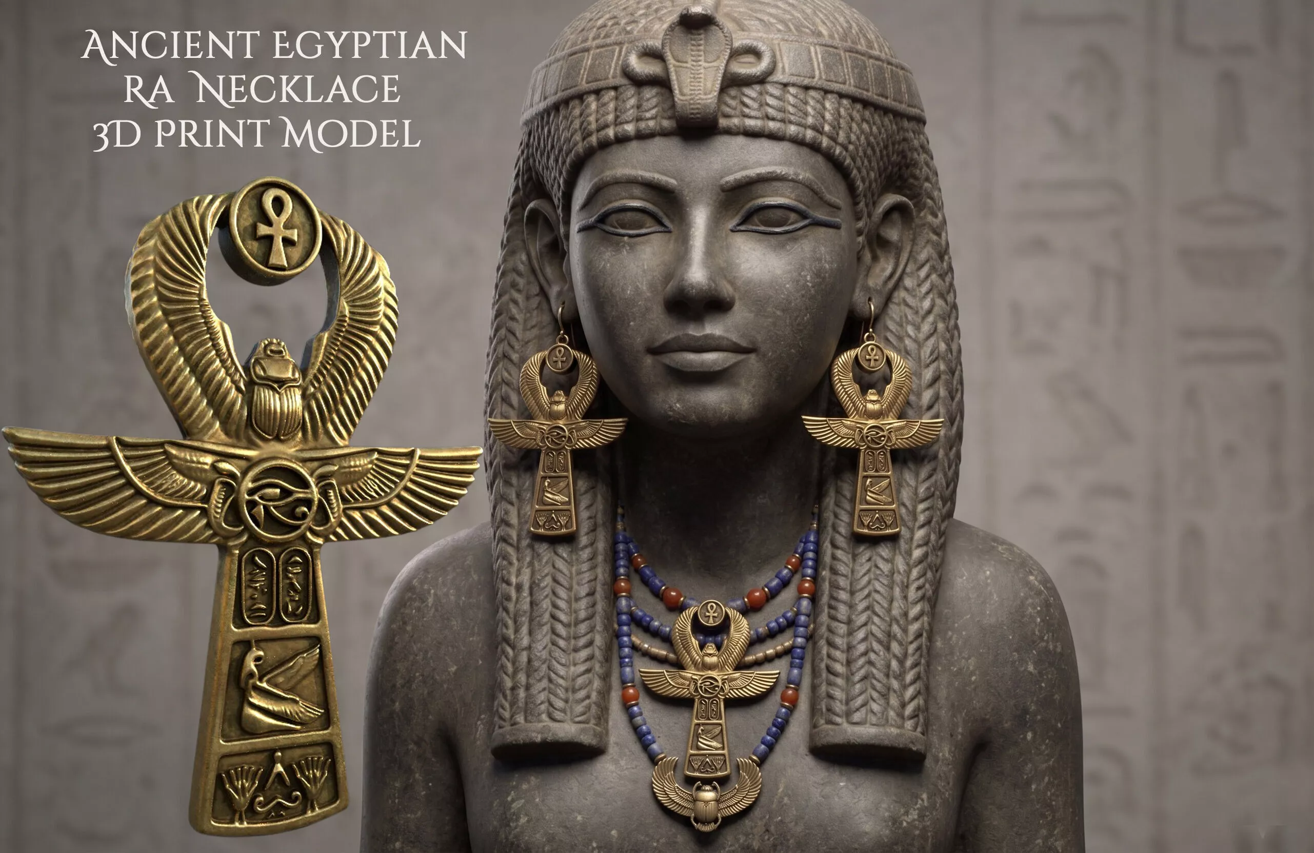 Ancient Egyptian Ra Necklace 3D Print Model 3D print model