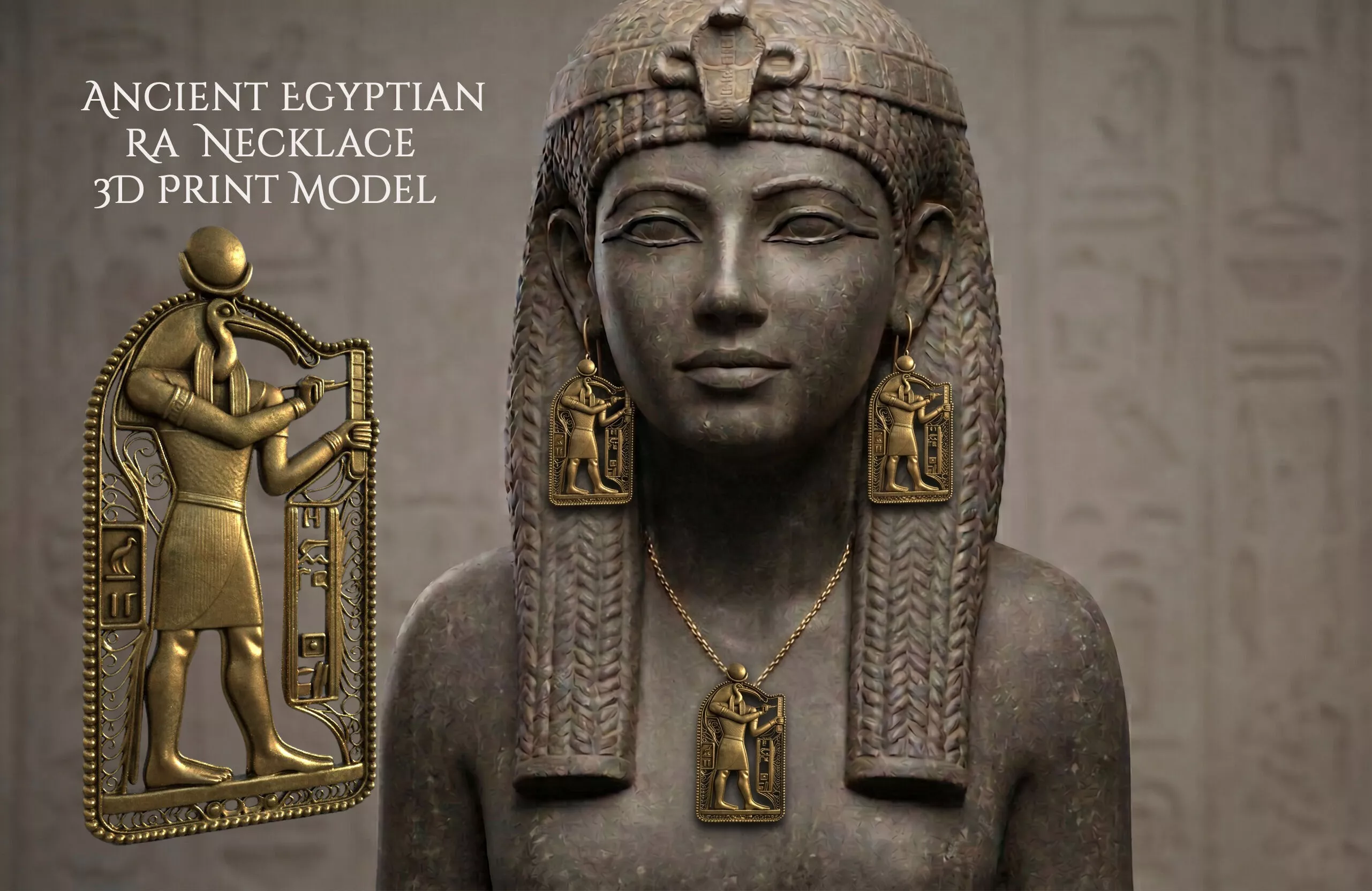 Ancient Egyptian Ra Necklace 3D Print Model 3D print model