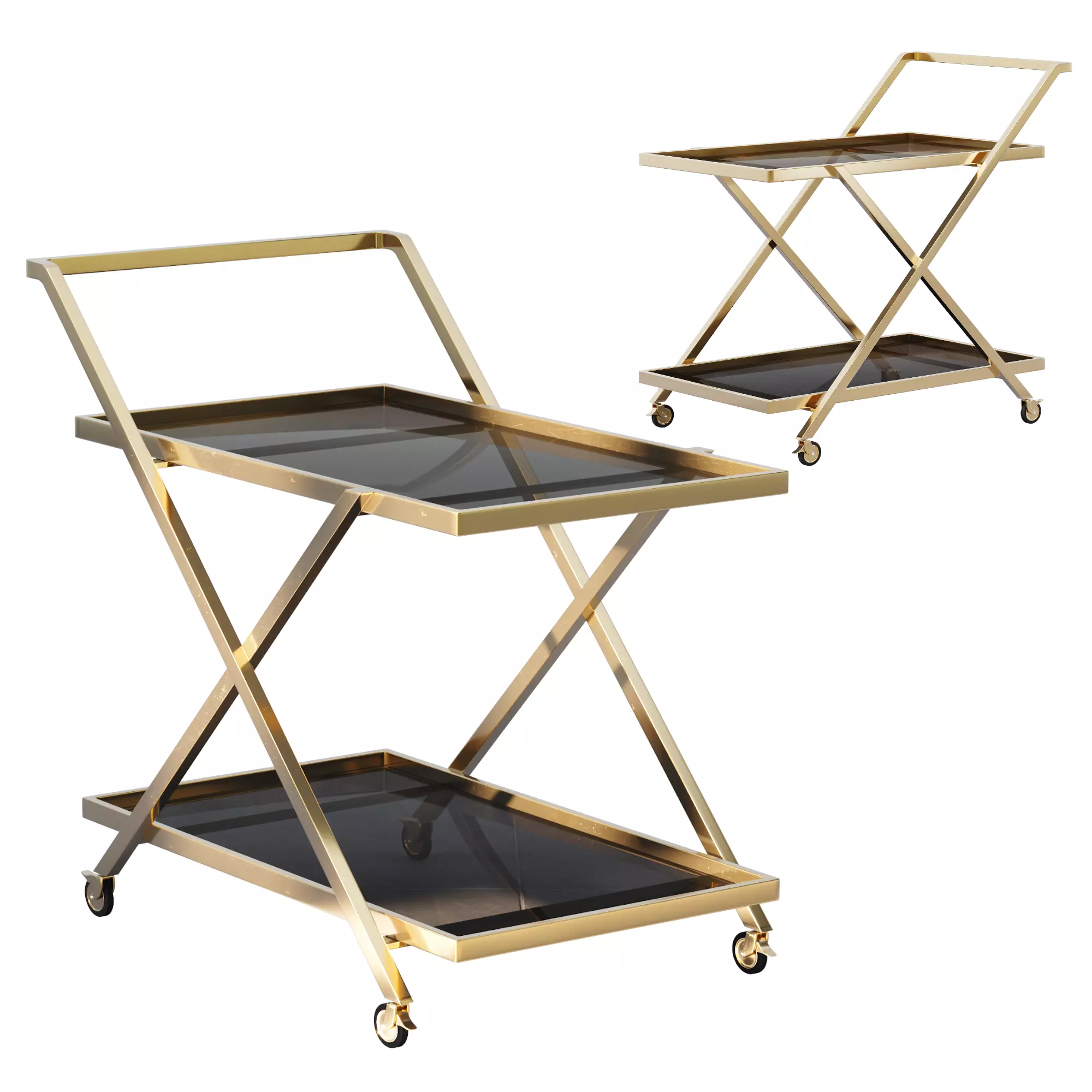 Bar cart Low-poly 3D model