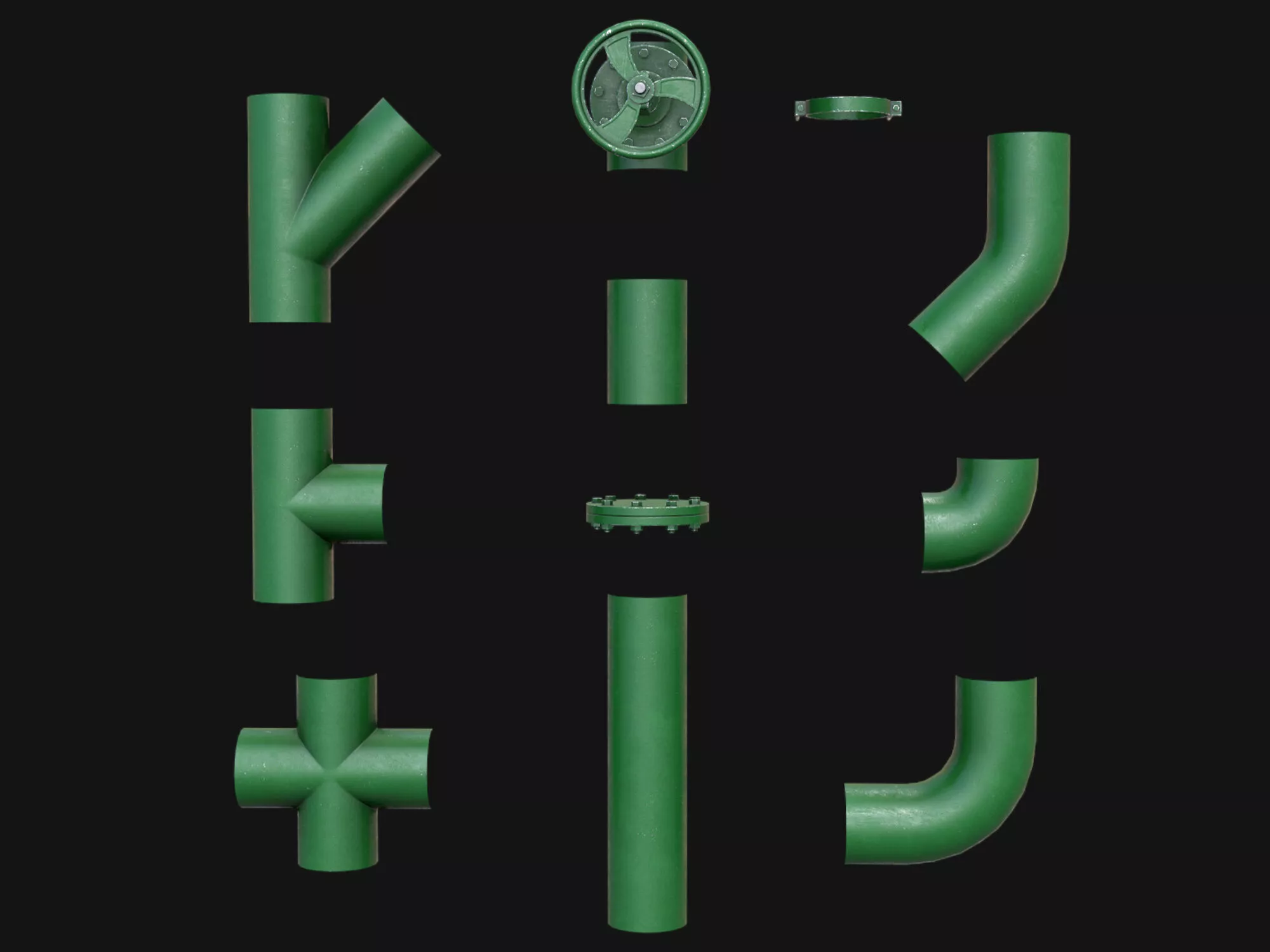 Modular Industrial Pipes Game Ready PBR Low-poly 3D model