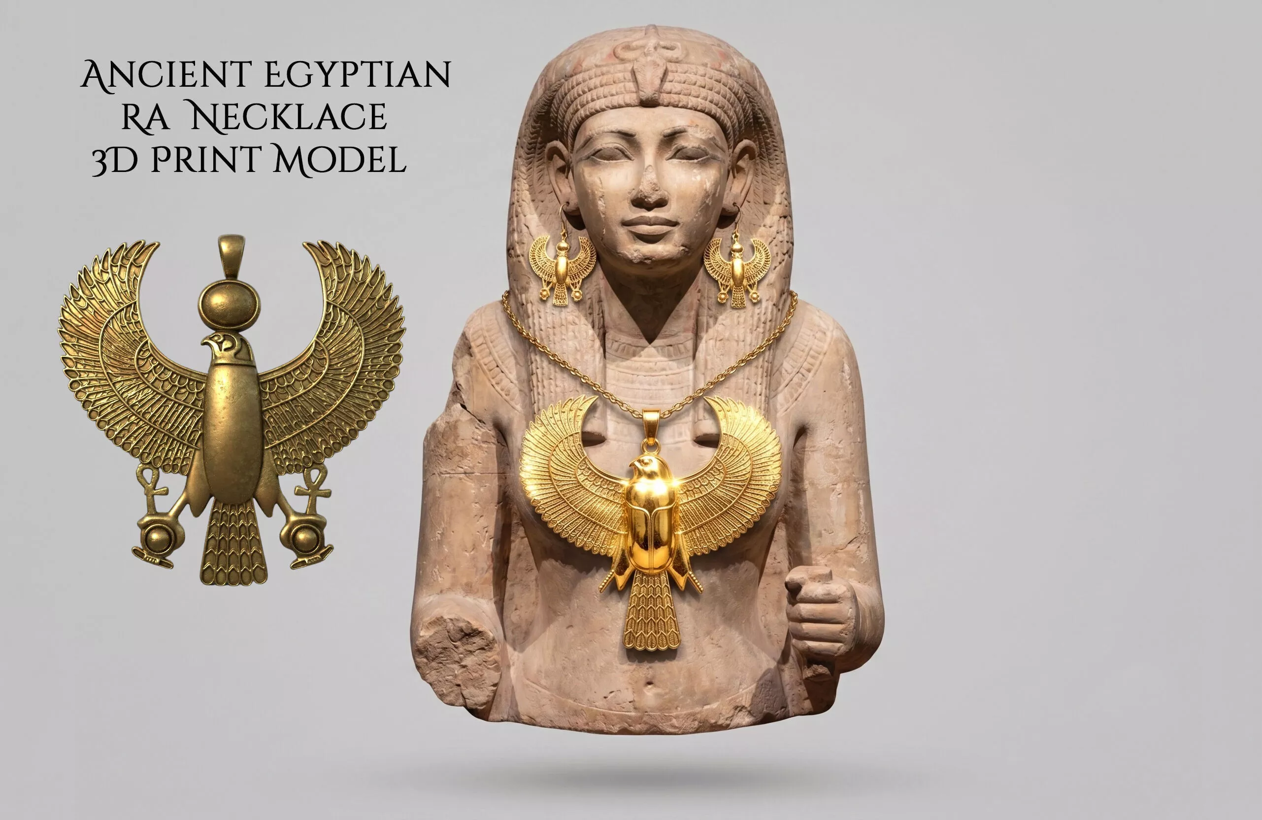 Ancient Egyptian Ra Necklace 3D Print Model 3D print model