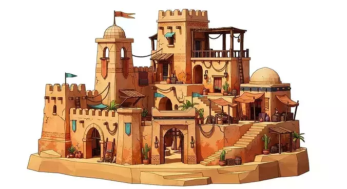 Ancient Desert Castle City 3D Model