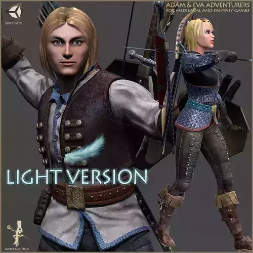 Adam And Eva Adventurer Light Version Low-poly 3D model