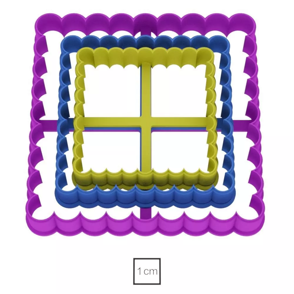 Set shapes square with a wavy edge cookie cutter Free 3D print model
