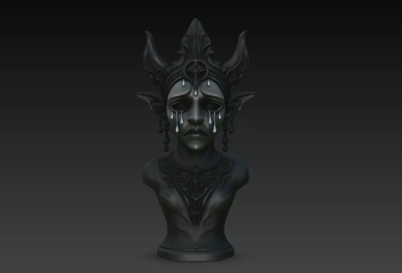 Dark Elf Queen Bust STL 3D print model