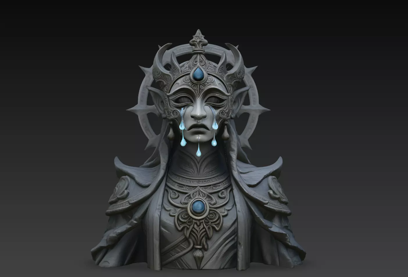 Crying Dark Empress Bust STL 3D print model