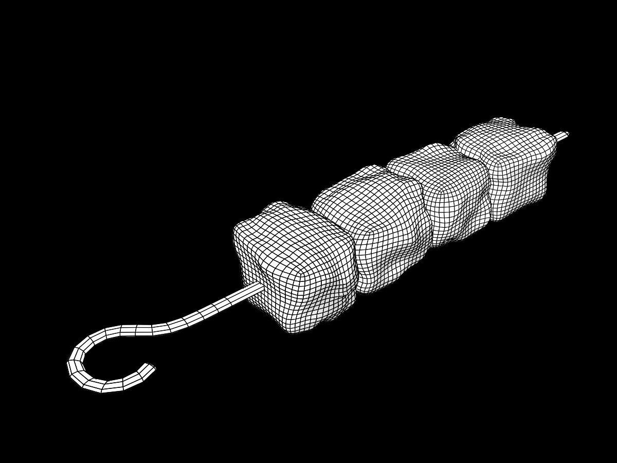 Raw and Grilled Meat Skewer  3D model_5