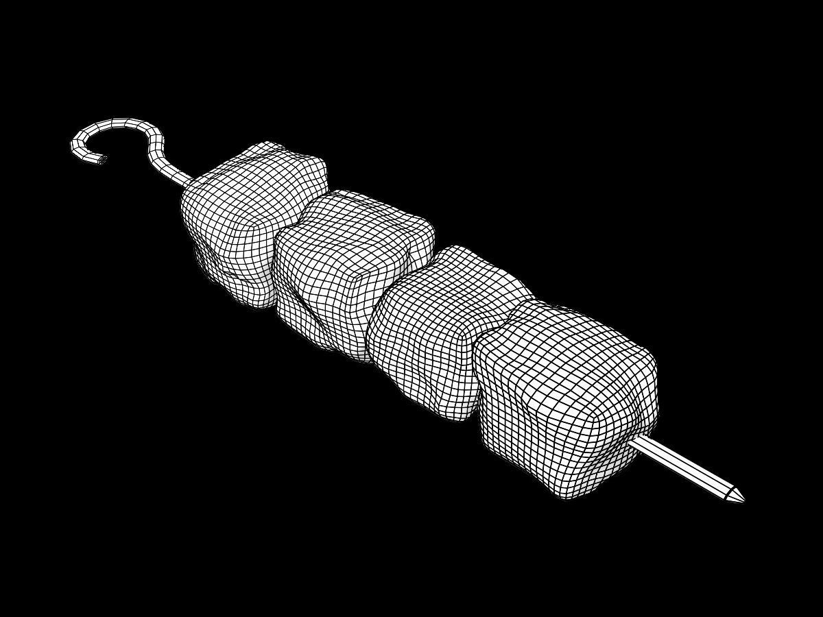 Raw and Grilled Meat Skewer  3D model_3