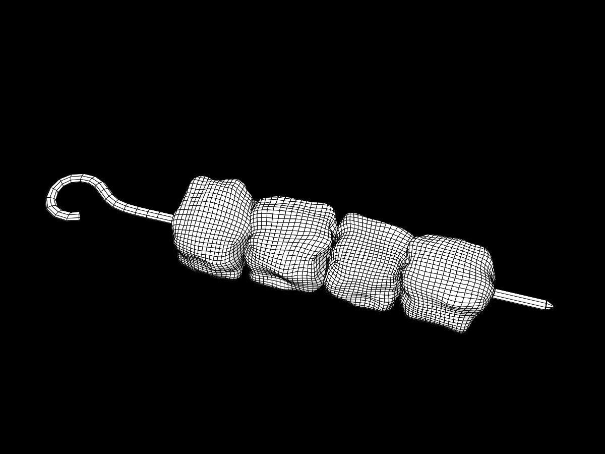 Raw and Grilled Meat Skewer  3D model_4