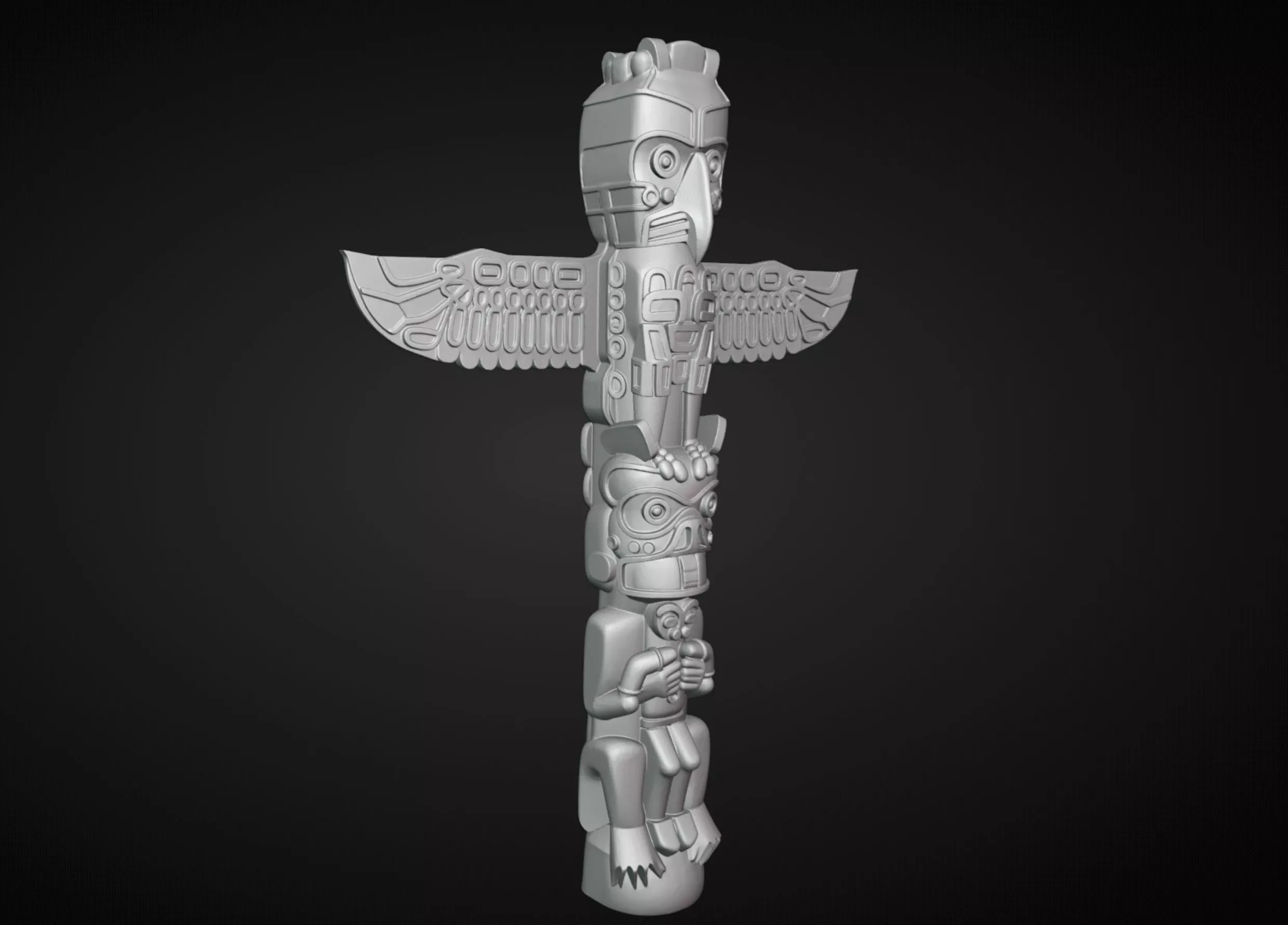 Indigenous Totem Pole Sculpture 3D print model