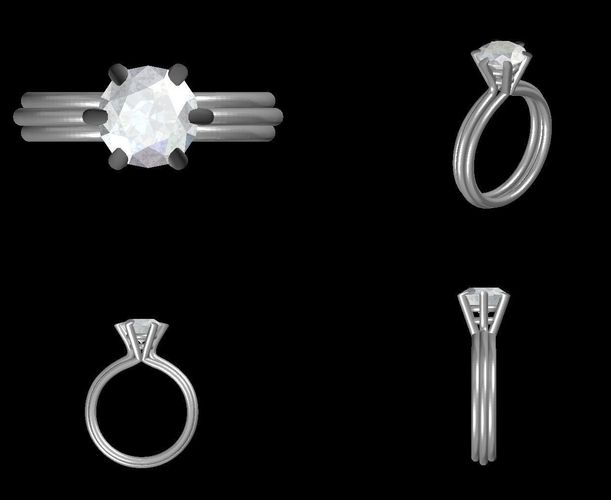 Single Stone Engagement Ring 3D print model