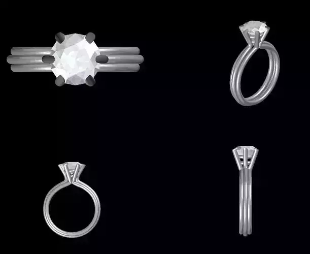 Single Stone Engagement Ring 3D print model