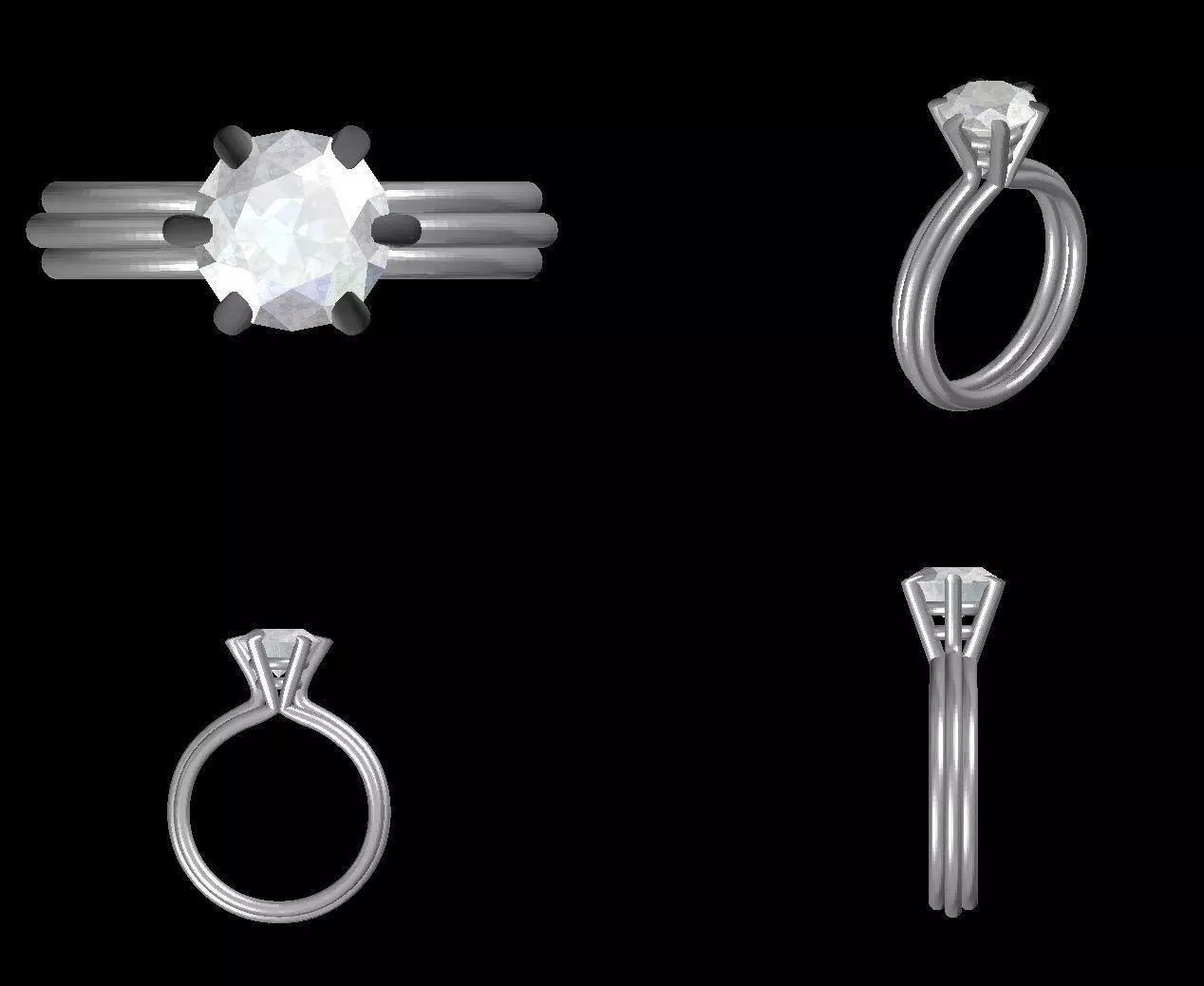 Single Stone Engagement Ring 3D print model_0