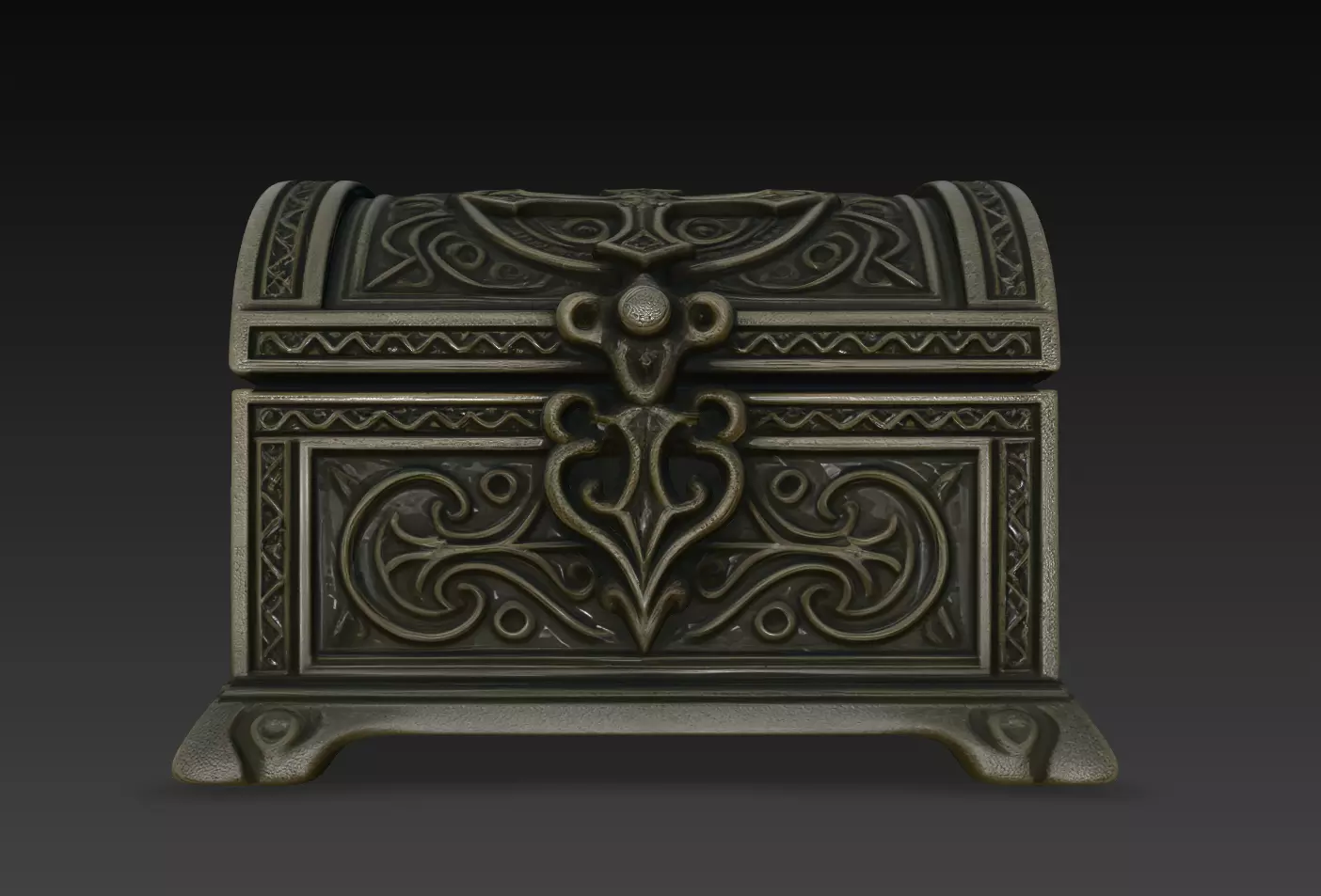 Ornate Dark Fantasy Chest STL 3D print model
