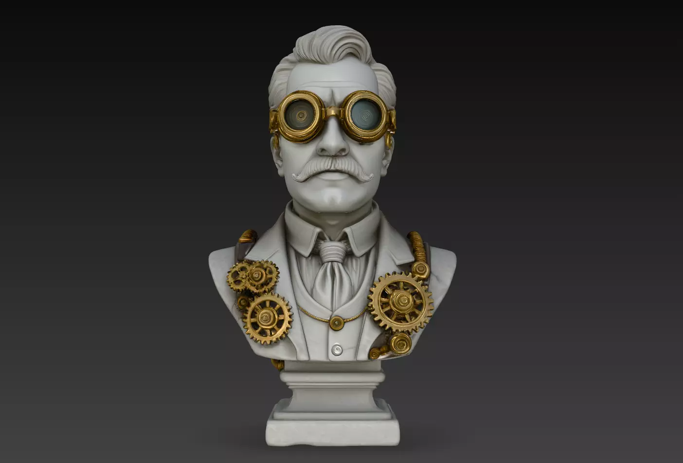 Brass Gear Gentleman Steampunk Bust STL Print Model 3D print model