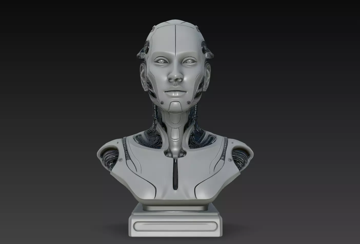 Female Cybernetic Android Bust Statue STL Print Model 3D print model
