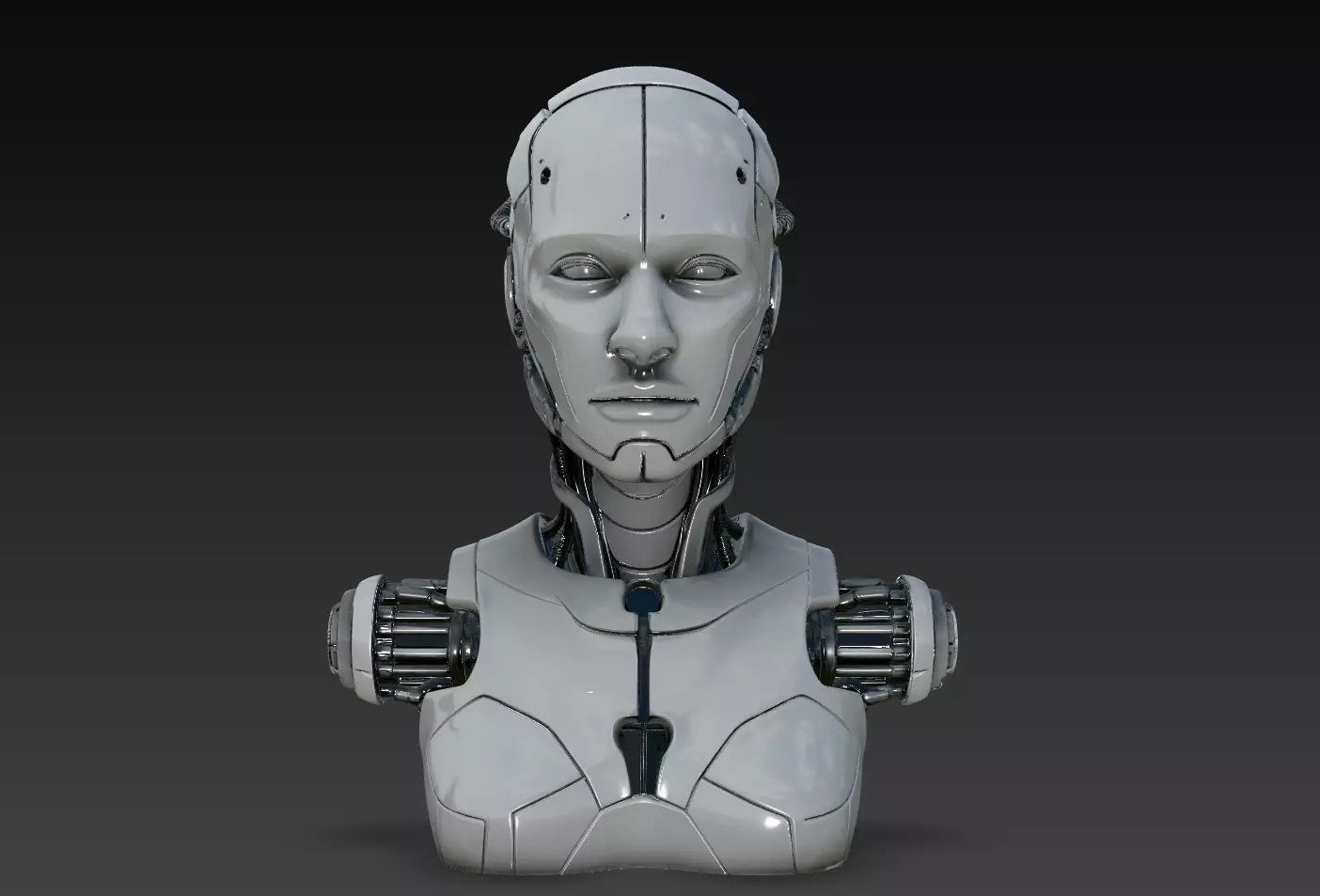 Silver Synthetic Woman Android Bust STL Print Model 3D print model