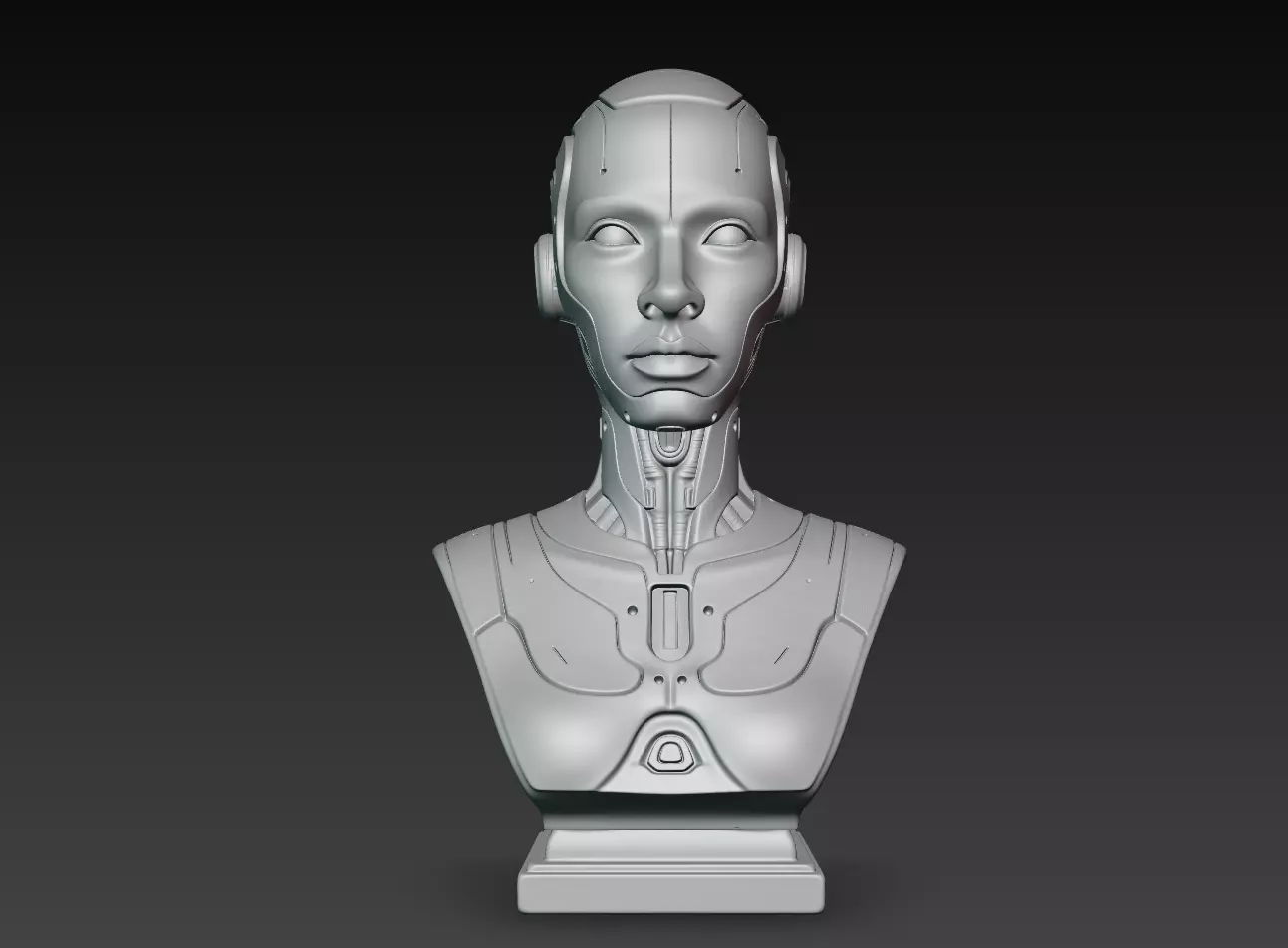 Synthetic Android Head Bust Sci Fi Robot STL Print Model 3D print model