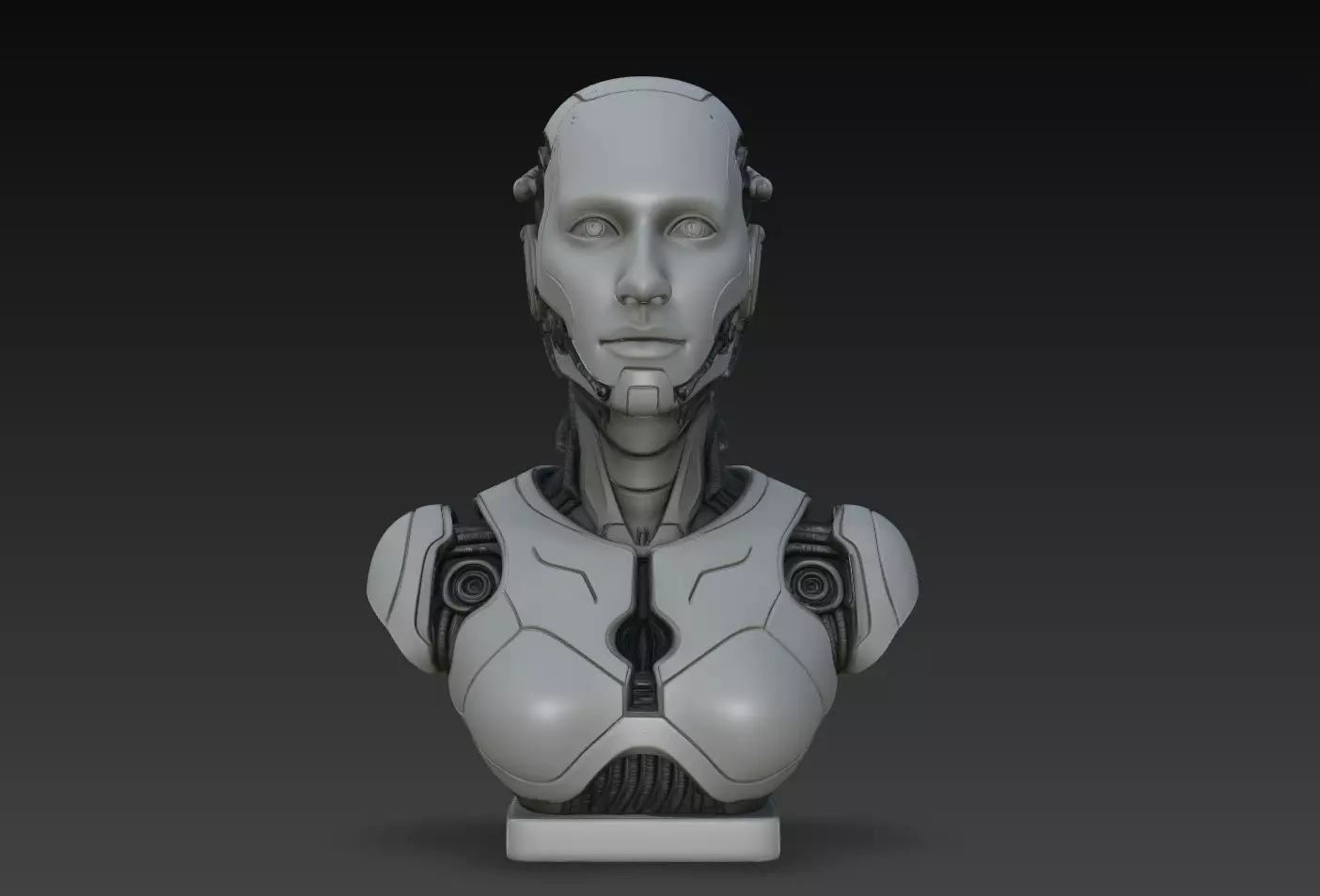 Pale Humanoid Android Bust Cybernetic STL Print Model 3D print model