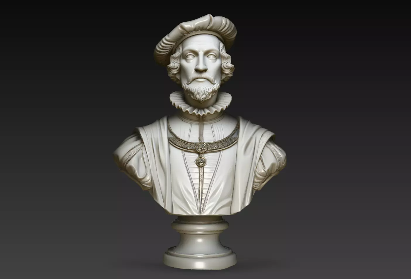 Elizabethan Nobleman Ruff Collar Bust STL Print Model 3D print model