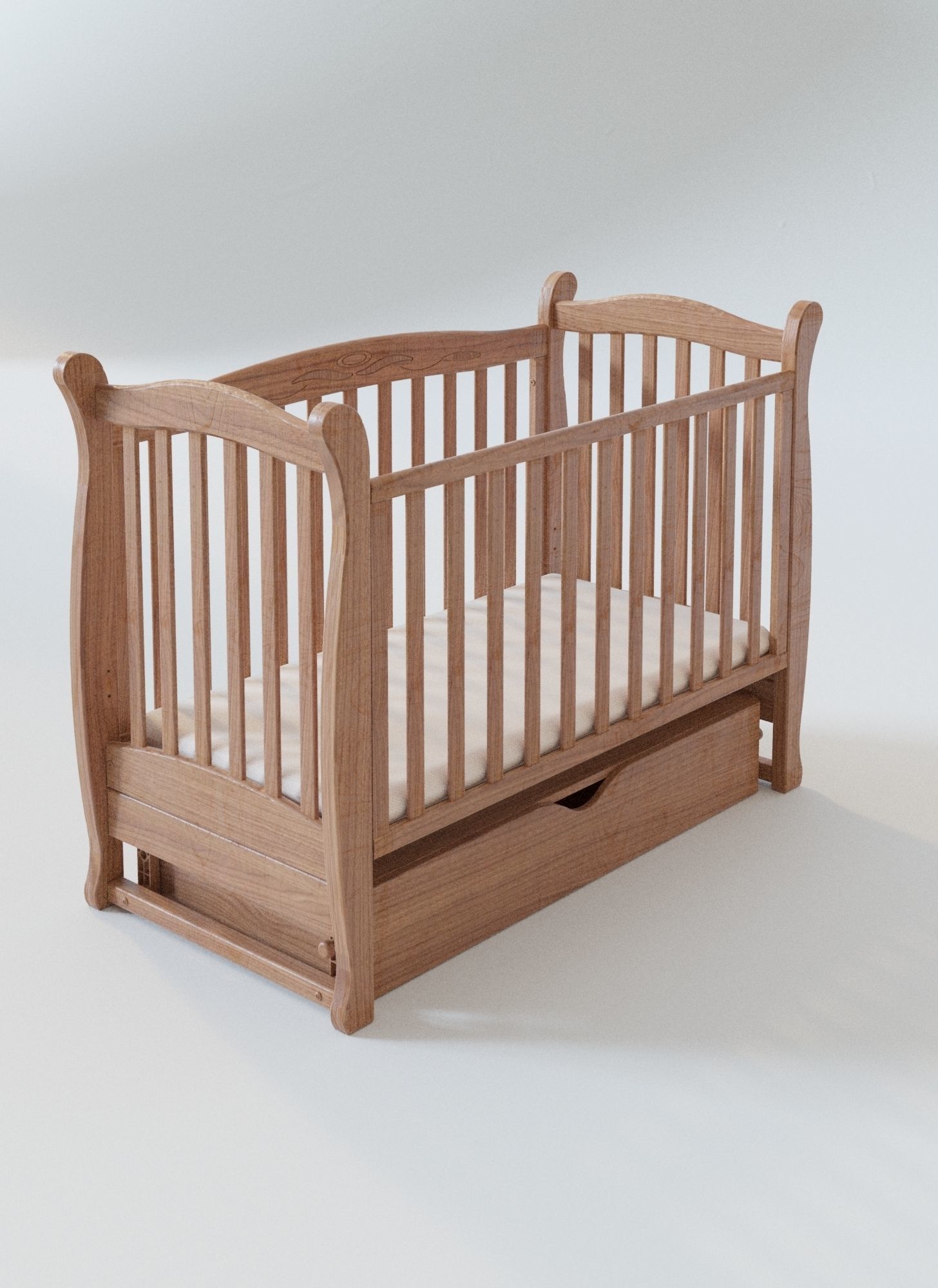 Baby cot 3D model_1